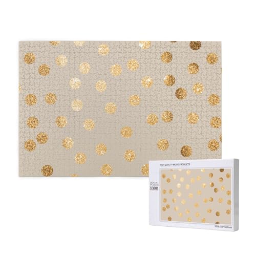 Beige und goldene Glitzer-Tupfen,1000 Teile Holzpuzzle Familienspiel Puzzles für Erwachsene Teenager Heimdekoration von EgoMed