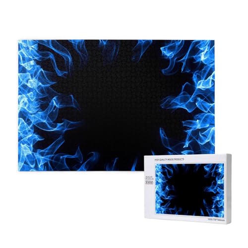 Blaue Flamme umkreist,1000 Teile Holzpuzzle Familienspiel Puzzles für Erwachsene Teenager Heimdekoration von EgoMed