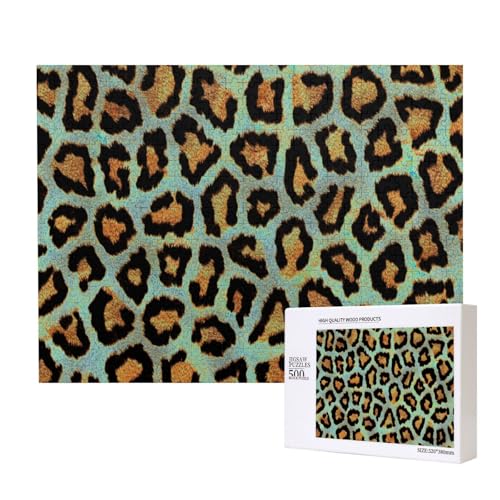 Blaugrüner Leoparden-Chic-Tierdruck,500 Teile Holzpuzzle Familienspiel Puzzles für Erwachsene Teenager Heimdekoration Blaugrüner Leoparden-Chic-Tierdruck,500 Teile Holzpuzzle Familienspiel Puzzles für Erwachsene Teenager Heimdekoration von EgoMed