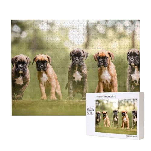 Boxer Hunde Welpen Haustiere Familienhunde,500 Teile Holzpuzzle Familienspiel Puzzles für Erwachsene Teenager Heimdekoration Boxer Hunde Welpen Haustiere Familienhunde,500 Teile Holzpuzzle Familienspiel Puzzles für Erwachsene Teenager Heimdekoration von EgoMed