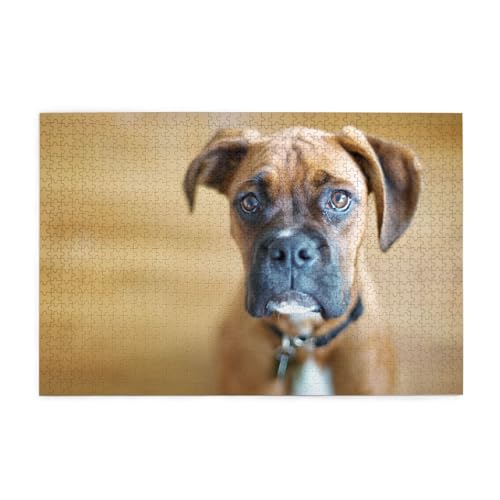 Boxer Hunde Welpen Haustiere Hunde,1000 Teile Holzpuzzle Familienspiel Puzzles für Erwachsene Teenager Heimdekoration von EgoMed