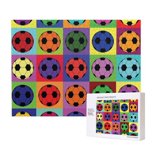 Bunter Fußball,500 Teile Holzpuzzle Familienspiel Puzzles für Erwachsene Teenager Heimdekoration von EgoMed