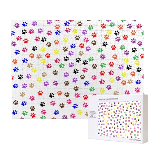 Bunter Hundepfotenabdruck,500 Teile Holzpuzzle Familienspiel Puzzles für Erwachsene Teenager Heimdekoration Bunter Hundepfotenabdruck,500 Teile Holzpuzzle Familienspiel Puzzles für Erwachsene Teenager Heimdekoration von EgoMed