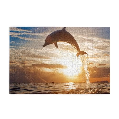 Delphin springt aus glänzendem Wasser,1000 Teile Holzpuzzle Familienspiel Puzzles für Erwachsene Teenager Heimdekoration Delphin springt aus glänzendem Wasser,1000 Teile Holzpuzzle Familienspiel Puzzles für Erwachsene Teenager Heimdekoration von EgoMed