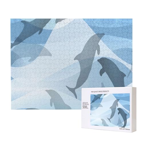 Delphinfisch-Silhouette,500 Teile Holzpuzzle Familienspiel Puzzles für Erwachsene Teenager Heimdekoration Delphinfisch-Silhouette,500 Teile Holzpuzzle Familienspiel Puzzles für Erwachsene Teenager Heimdekoration von EgoMed