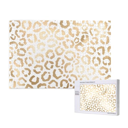 Eleganter goldweißer Leoparden-Gepard,1000 Teile Holzpuzzle Familienspiel Puzzles für Erwachsene Teenager Heimdekoration von EgoMed