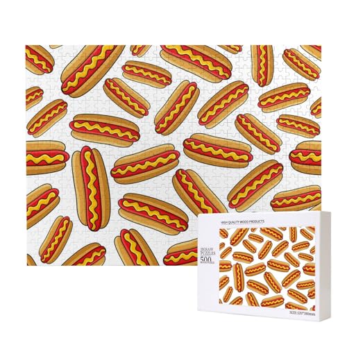 Fast Food Hot Dog,500 Teile Holzpuzzle Familienspiel Puzzles für Erwachsene Teenager Heimdekoration Fast Food Hot Dog,500 Teile Holzpuzzle Familienspiel Puzzles für Erwachsene Teenager Heimdekoration von EgoMed