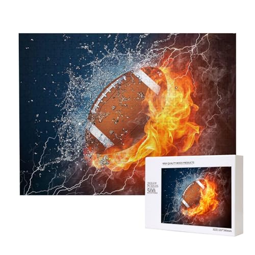 Feuer Fußball,500 Teile Holzpuzzle Familienspiel Puzzles für Erwachsene Teenager Heimdekoration von EgoMed