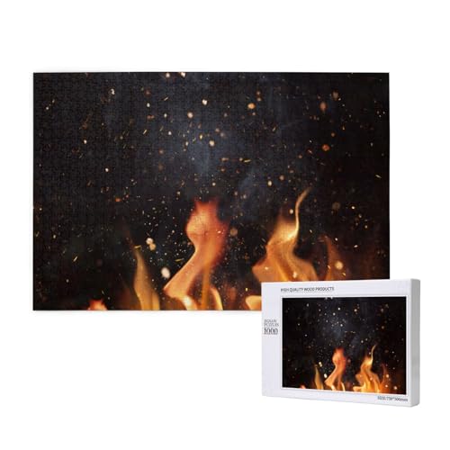 Flammendes Holzkohlegrillmuster,1000 Teile Holzpuzzle Familienspiel Puzzles für Erwachsene Teenager Heimdekoration von EgoMed
