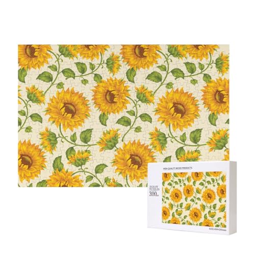 Frische Sonnenblumen-Sortimente gedruckt,300 Teile Holzpuzzle Familienspiel Puzzles für Erwachsene Teenager Heimdekoration von EgoMed