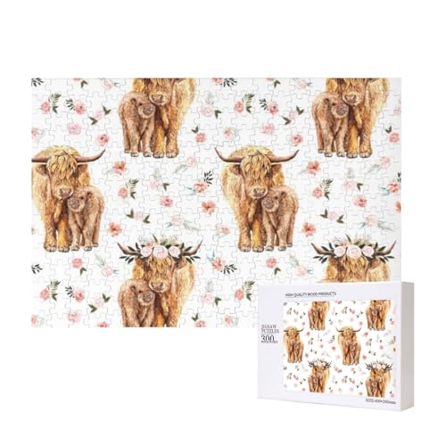 Frühlingsrosa Blumen Schottische Hochlandkuh,300 Teile Holzpuzzle Familienspiel Puzzles für Erwachsene Teenager Heimdekoration Frühlingsrosa Blumen Schottische Hochlandkuh,300 Teile Holzpuzzle Familienspiel Puzzles für Erwachsene Teenager Heimdekoration von EgoMed
