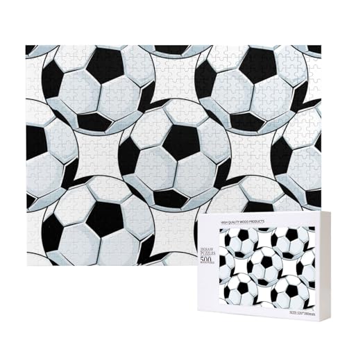 Fußball Fußbälle Sport,500 Teile Holzpuzzle Familienspiel Puzzles für Erwachsene Teenager Heimdekoration von EgoMed