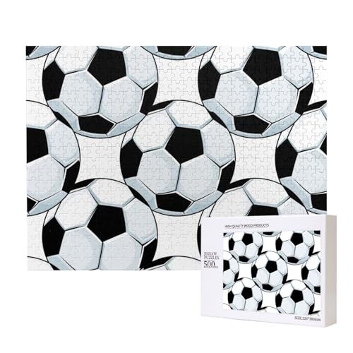 Fußball Fußbälle Sport,500 Teile Holzpuzzle Familienspiel Puzzles für Erwachsene Teenager Heimdekoration von EgoMed