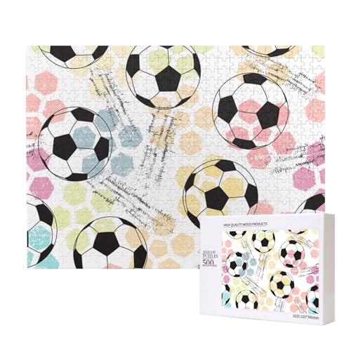 Fußball Fußball Aquarell,500 Teile Holzpuzzle Familienspiel Puzzles für Erwachsene Teenager Heimdekoration von EgoMed