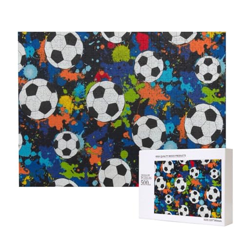 Fußball Sport Ball Athletisch,500 Teile Holzpuzzle Familienspiel Puzzles für Erwachsene Teenager Heimdekoration von EgoMed