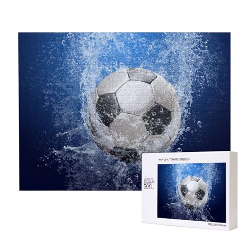Fußball mit Wasserdruck,500 Teile Holzpuzzle Familienspiel Puzzles für Erwachsene Teenager Heimdekoration von EgoMed