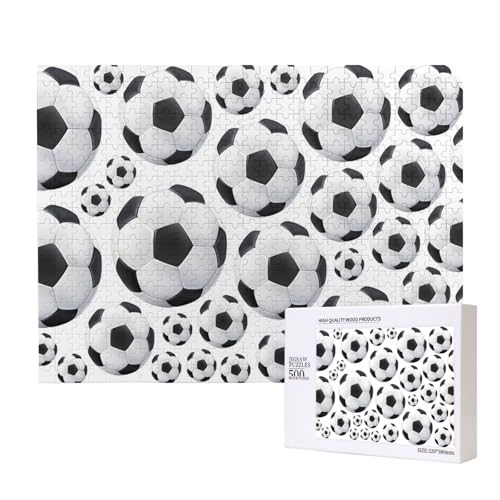 Fußball weiß und schwarz,500 Teile Holzpuzzle Familienspiel Puzzles für Erwachsene Teenager Heimdekoration von EgoMed