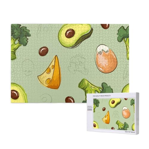 Gekritzel Brokkoli Käse Avocado,1000 Teile Holzpuzzle Familienspiel Puzzles für Erwachsene Teenager Heimdekoration Gekritzel Brokkoli Käse Avocado,1000 Teile Holzpuzzle Familienspiel Puzzles für Erwachsene Teenager Heimdekoration von EgoMed