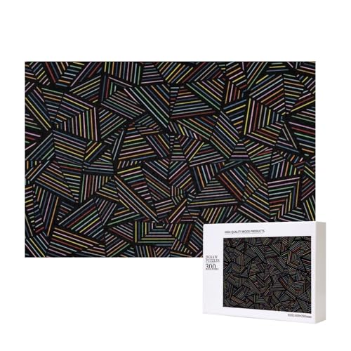 Geometrischer linearer Regenbogen 3D gedruckt,300 Teile Holzpuzzle Familienspiel Puzzles für Erwachsene Teenager Heimdekoration von EgoMed