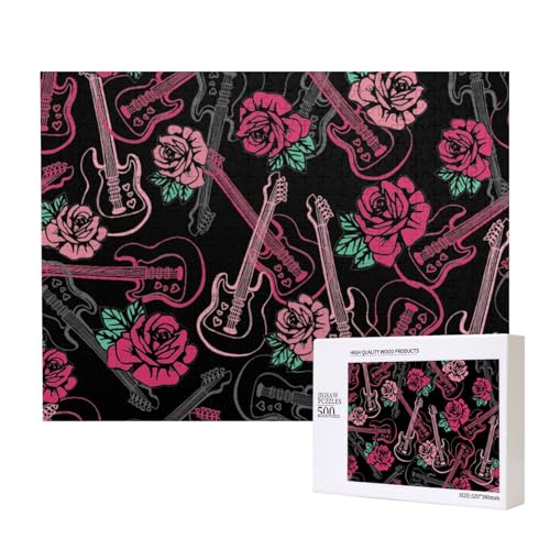 Gitarre und Rose,500 Teile Holzpuzzle Familienspiel Puzzles für Erwachsene Teenager Heimdekoration Gitarre und Rose,500 Teile Holzpuzzle Familienspiel Puzzles für Erwachsene Teenager Heimdekoration von EgoMed