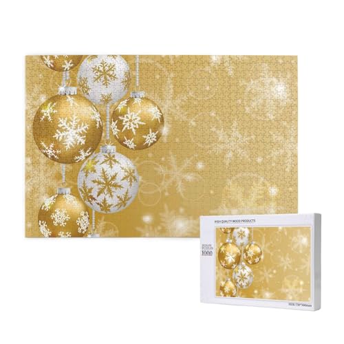 Gold Weihnachtskugel Schneeflocke Weihnachten,1000 Teile Holzpuzzle Familienspiel Puzzles für Erwachsene Teenager Heimdekoration Gold Weihnachtskugel Schneeflocke Weihnachten,1000 Teile Holzpuzzle Familienspiel Puzzles für Erwachsene Teenager Heimdekoration von EgoMed