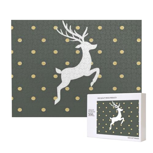 Gold und Grau Kostenlose Weihnachten,500 Teile Holzpuzzle Familienspiel Puzzles für Erwachsene Teenager Heimdekoration von EgoMed