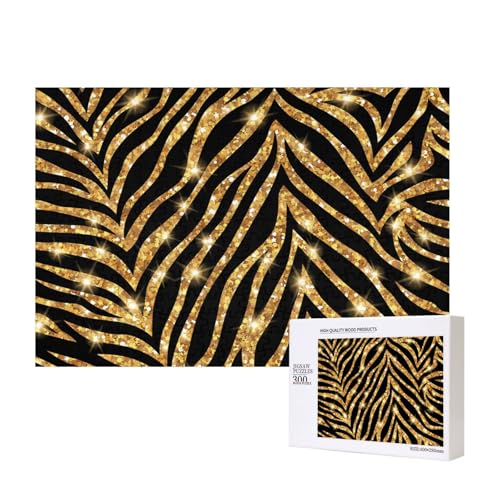 Goldener Zebra-Tierdruck,300 Teile Holzpuzzle Familienspiel Puzzles für Erwachsene Teenager Heimdekoration Goldener Zebra-Tierdruck,300 Teile Holzpuzzle Familienspiel Puzzles für Erwachsene Teenager Heimdekoration von EgoMed