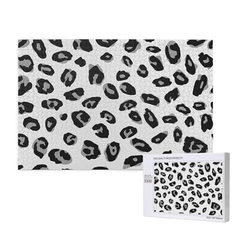 Grauer und schwarzer Leopard,1000 Teile Holzpuzzle Familienspiel Puzzles für Erwachsene Teenager Heimdekoration von EgoMed