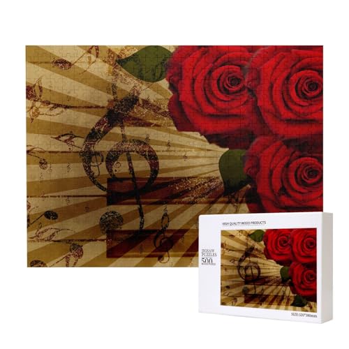 Grunge Rose Vintage Musik,500 Teile Holzpuzzle Familienspiel Puzzles für Erwachsene Teenager Heimdekoration Grunge Rose Vintage Musik,500 Teile Holzpuzzle Familienspiel Puzzles für Erwachsene Teenager Heimdekoration von EgoMed