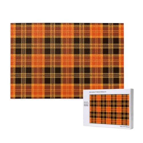 Halloween Tartan Plaid,1000 Teile Holzpuzzle Familienspiel Puzzles für Erwachsene Teenager Heimdekoration von EgoMed