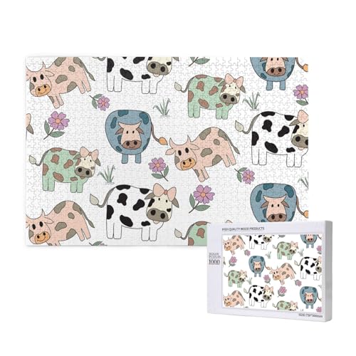 Handgezeichnete Cartoon-Kuh,1000 Teile Holzpuzzle Familienspiel Puzzles für Erwachsene Teenager Heimdekoration Handgezeichnete Cartoon-Kuh,1000 Teile Holzpuzzle Familienspiel Puzzles für Erwachsene Teenager Heimdekoration von EgoMed