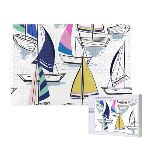 Handgezeichnete Skizze Segelboote,1000 Teile Holzpuzzle Familienspiel Puzzles für Erwachsene Teenager Heimdekoration Handgezeichnete Skizze Segelboote,1000 Teile Holzpuzzle Familienspiel Puzzles für Erwachsene Teenager Heimdekoration von EgoMed