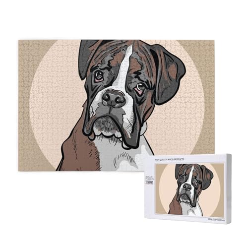 Hund Boxer,1000 Teile Holzpuzzle Familienspiel Puzzles für Erwachsene Teenager Heimdekoration von EgoMed