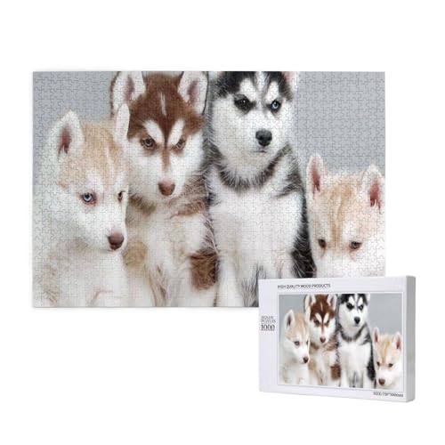 Husky-Welpen,1000 Teile Holzpuzzle Familienspiel Puzzles für Erwachsene Teenager Heimdekoration Husky-Welpen,1000 Teile Holzpuzzle Familienspiel Puzzles für Erwachsene Teenager Heimdekoration von EgoMed