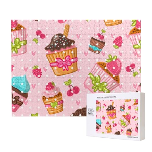 Küche Cupcakes Muffins,500 Teile Holzpuzzle Familienspiel Puzzles für Erwachsene Teenager Heimdekoration von EgoMed
