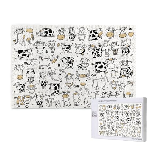 Kuh-Kollektion,1000 Teile Holzpuzzle Familienspiel Puzzles für Erwachsene Teenager Heimdekoration Kuh-Kollektion,1000 Teile Holzpuzzle Familienspiel Puzzles für Erwachsene Teenager Heimdekoration von EgoMed