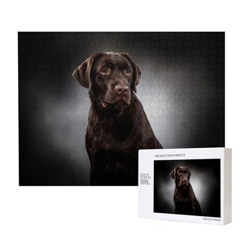 Labrador Retriever,500 Teile Holzpuzzle Familienspiel Puzzles für Erwachsene Teenager Heimdekoration von EgoMed