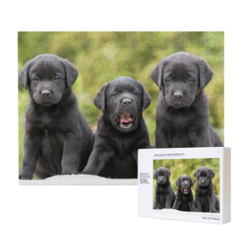 Labrador Retriever Hund Druck,500 Teile Holzpuzzle Familienspiel Puzzles für Erwachsene Teenager Heimdekoration von EgoMed