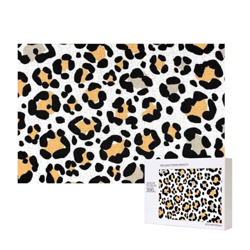Leoparden-Stein-Tierdruck-Safari,300 Teile Holzpuzzle Familienspiel Puzzles für Erwachsene Teenager Heimdekoration von EgoMed