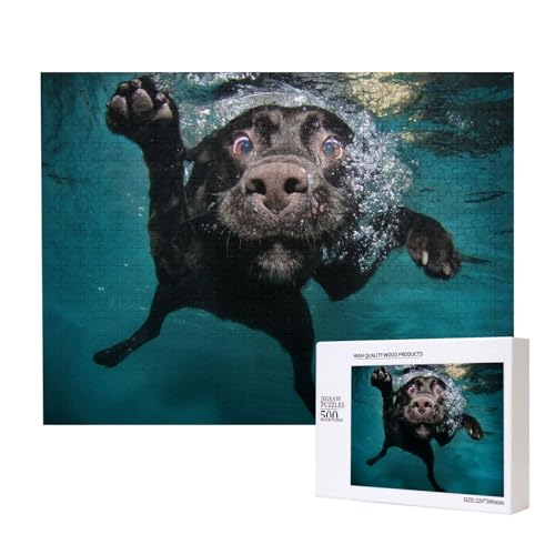 Lustiger schwarzer Labrador Retriever Hund schwimmt mit ausdrucksstarkem Gesicht,500 Teile Holzpuzzle Familienspiel Puzzles für Erwachsene Teenager Heimdekoration Lustiger schwarzer Labrador Retriever Hund schwimmt mit ausdrucksstarkem Gesicht,500 Teile Holzpuzzle Familienspiel Puzzles für Erwachsene Teenager Heimdekoration von EgoMed
