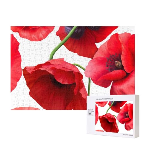 Mohn Nahtlose Muster,300 Teile Holzpuzzle Familienspiel Puzzles für Erwachsene Teenager Heimdekoration von EgoMed