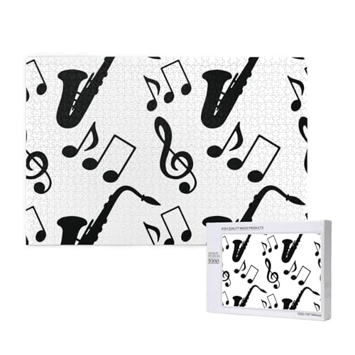 Musical Musik Saxophon,1000 Teile Holzpuzzle Familienspiel Puzzles für Erwachsene Teenager Heimdekoration von EgoMed