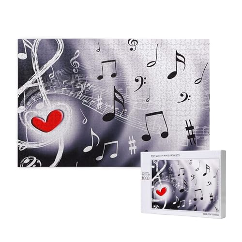 Musik & Rotes Herz,1000 Teile Holzpuzzle Familienspiel Puzzles für Erwachsene Teenager Heimdekoration Musik & Rotes Herz,1000 Teile Holzpuzzle Familienspiel Puzzles für Erwachsene Teenager Heimdekoration von EgoMed