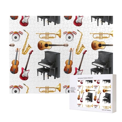 Musikinstrument Klavier Gitarre Saxophon,500 Teile Holzpuzzle Familienspiel Puzzles für Erwachsene Teenager Heimdekoration Musikinstrument Klavier Gitarre Saxophon,500 Teile Holzpuzzle Familienspiel Puzzles für Erwachsene Teenager Heimdekoration von EgoMed