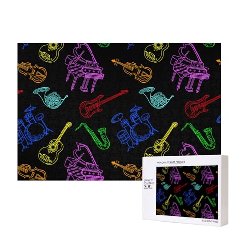 Musikinstrumente Neonfarben,300 Teile Holzpuzzle Familienspiel Puzzles für Erwachsene Teenager Heimdekoration Musikinstrumente Neonfarben,300 Teile Holzpuzzle Familienspiel Puzzles für Erwachsene Teenager Heimdekoration von EgoMed