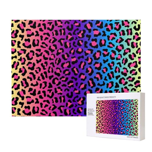 Neon Farbverlauf Leopardenmuster,500 Teile Holzpuzzle Familienspiel Puzzles für Erwachsene Teenager Heimdekoration Neon Farbverlauf Leopardenmuster,500 Teile Holzpuzzle Familienspiel Puzzles für Erwachsene Teenager Heimdekoration von EgoMed