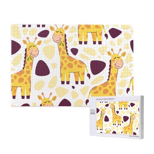 Niedliches Giraffenmuster,1000 Teile Holzpuzzle Familienspiel Puzzles für Erwachsene Teenager Heimdekoration von EgoMed