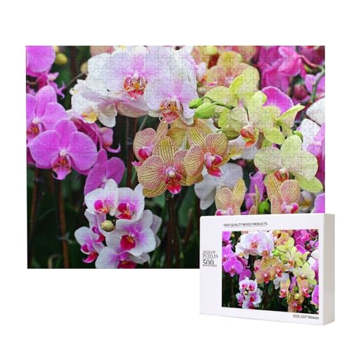 Orchideen Druck,500 Teile Holzpuzzle Familienspiel Puzzles für Erwachsene Teenager Heimdekoration von EgoMed