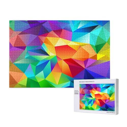 Regenbogen Geometrisch,1000 Teile Holzpuzzle Familienspiel Puzzles für Erwachsene Teenager Heimdekoration von EgoMed