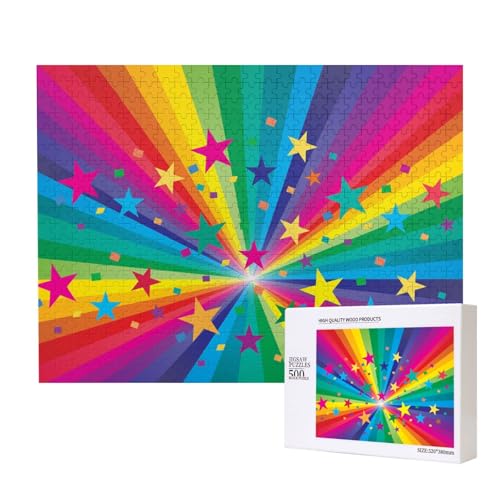 Regenbogen und Sterne Konfetti Strahlen,500 Teile Holzpuzzle Familienspiel Puzzles für Erwachsene Teenager Heimdekoration Regenbogen und Sterne Konfetti Strahlen,500 Teile Holzpuzzle Familienspiel Puzzles für Erwachsene Teenager Heimdekoration von EgoMed